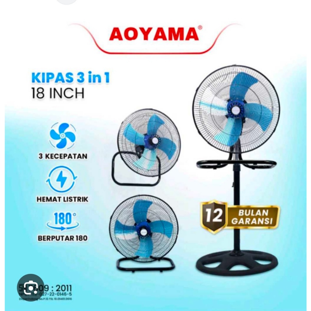 Kipas Tornado 18 inch 3in1/Tornado Fan/Wall Fan/Desk Fan/Stand Fan
