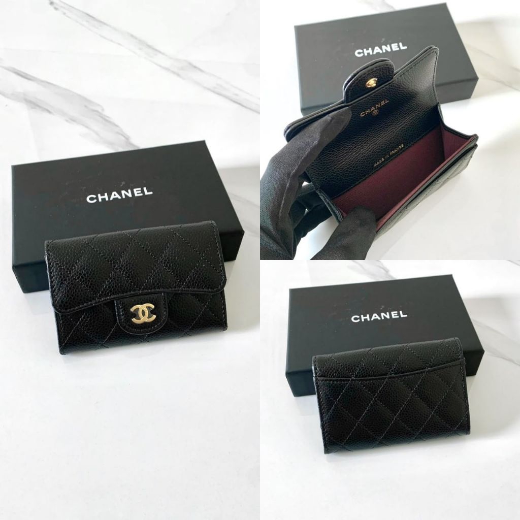 Chanel Classic Card Case Flap Caviar Black GHW
