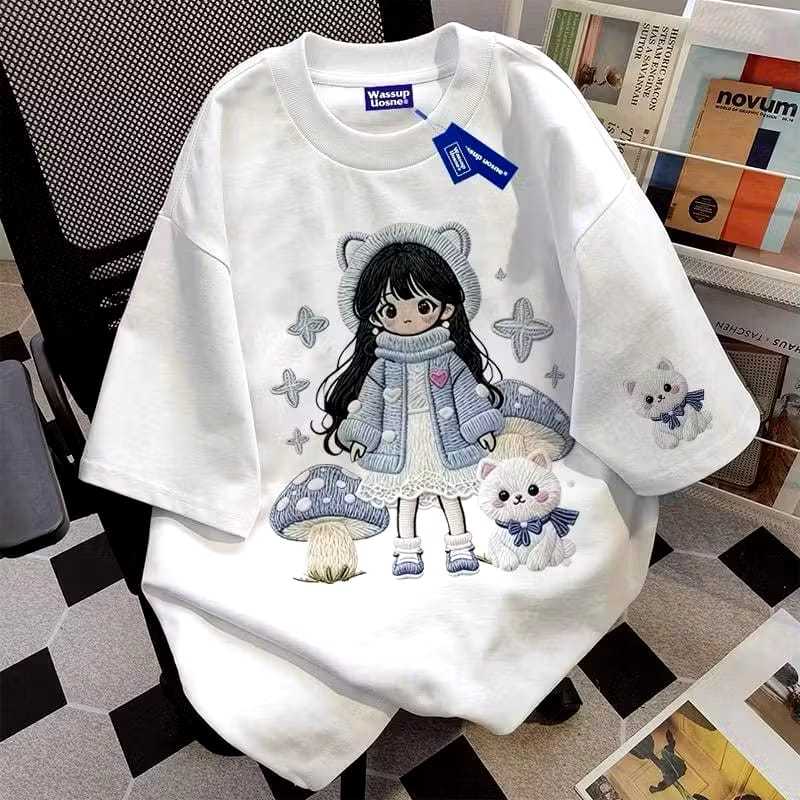 KAOS WANITA STIKER LUCU BONEKA KOREA || KAOS WANITA TERBARU