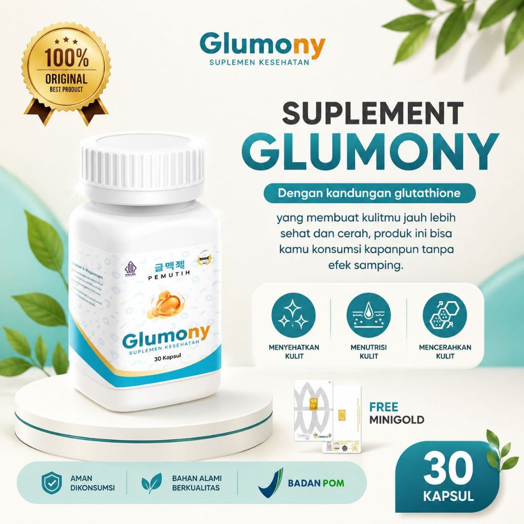 (ASLI) GLUMONY Capsule Pemutih Kulit Herbal Vitamin C L-Glutathione Collagen Semua Usia