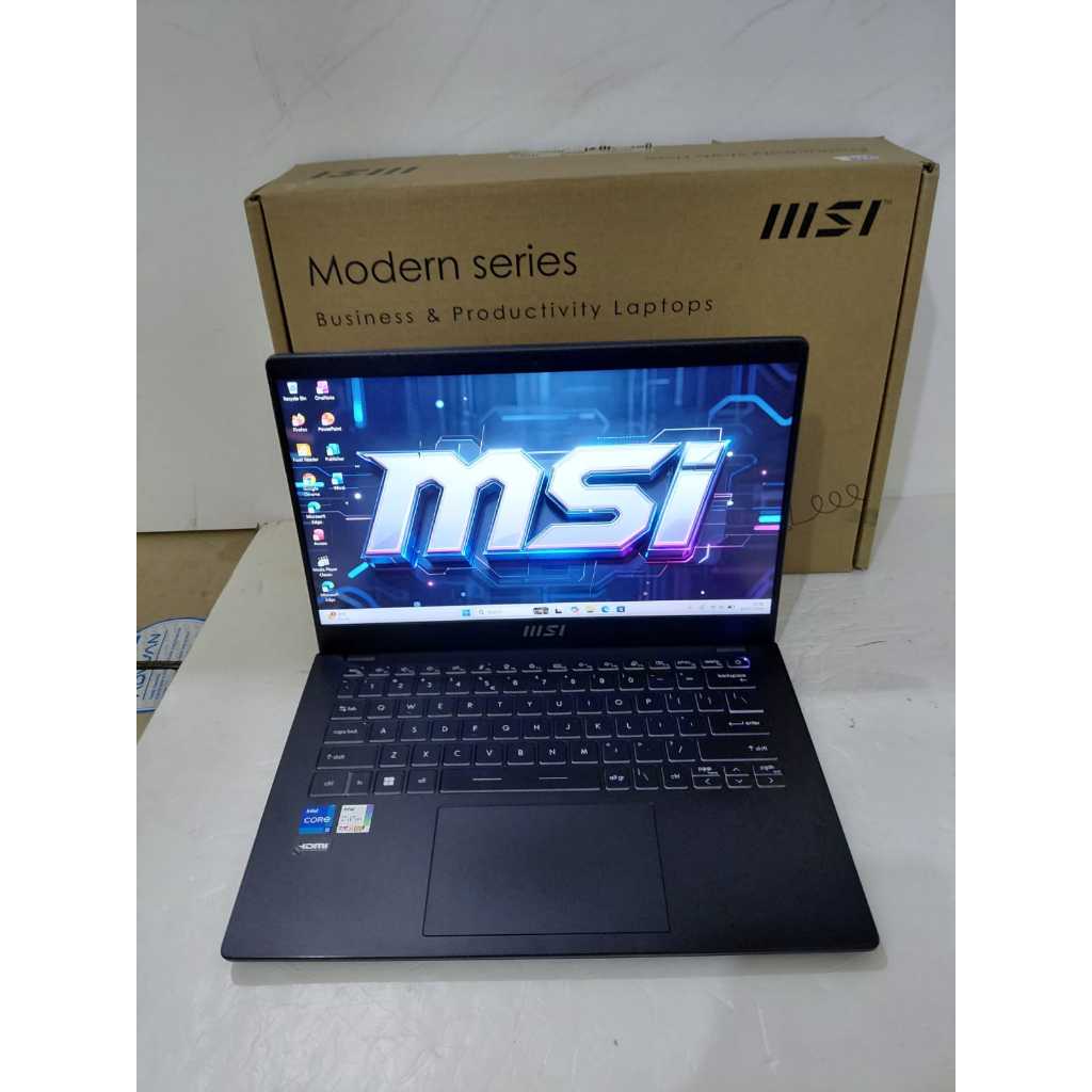 I5-1155G7 QuadCore Laptop MSI Series Intel Iris Xe Graphics Keyboard Nyala Rotasi 180 MSI Modern 14 