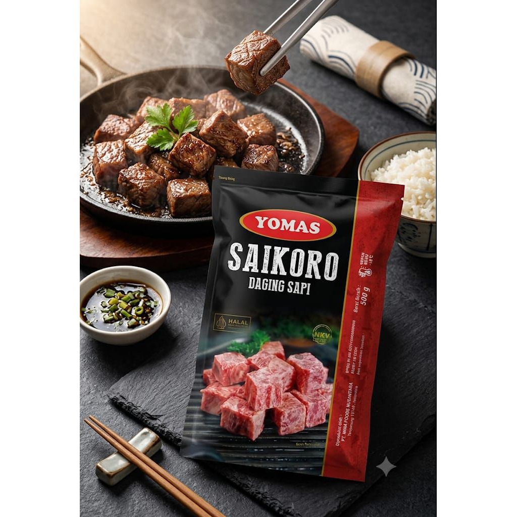 Yomas Beef Saikoro Yomas 500gr - Frozen