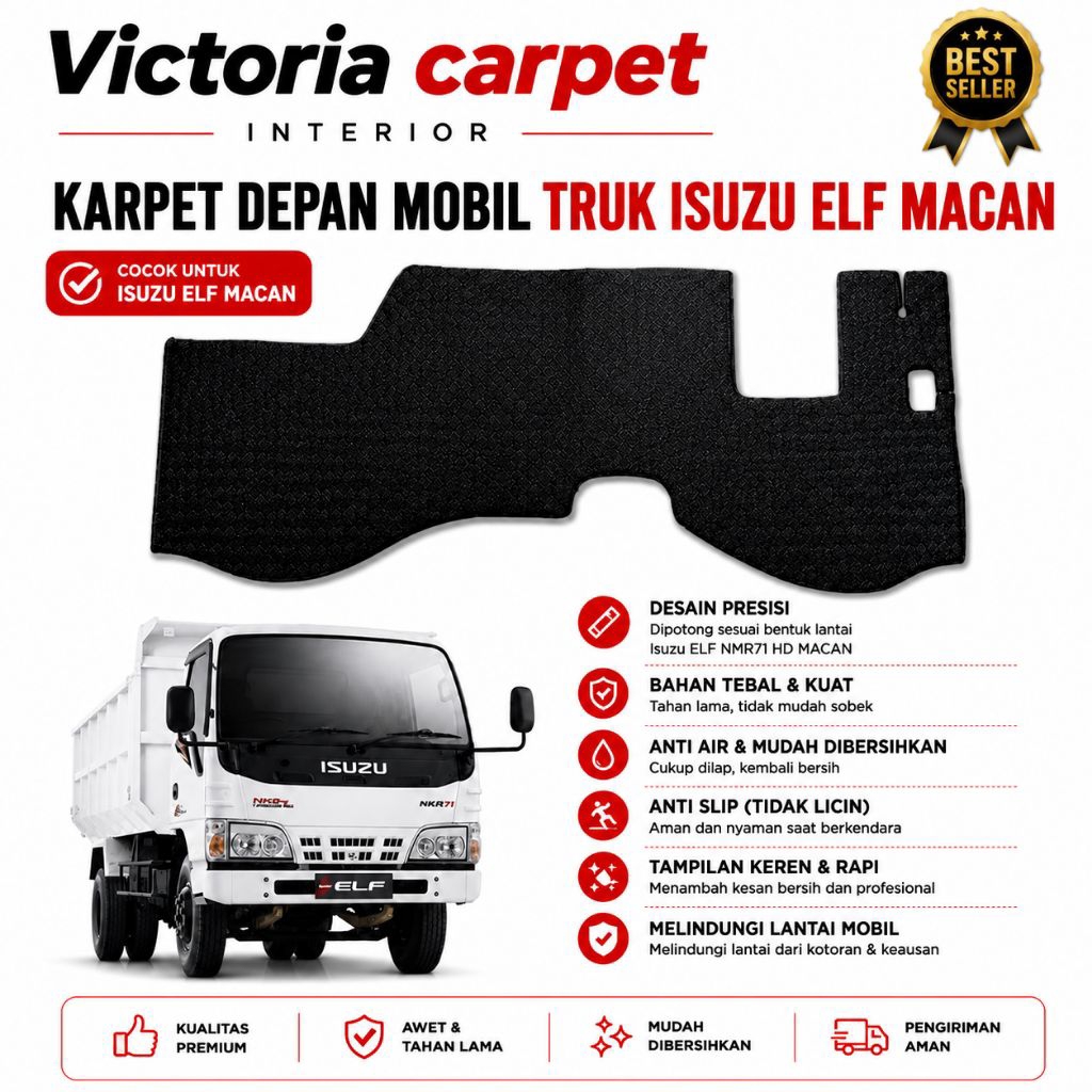 Alas Karpet Mobil Truk Isuzu ELF NKR 71HD macan Motif Random