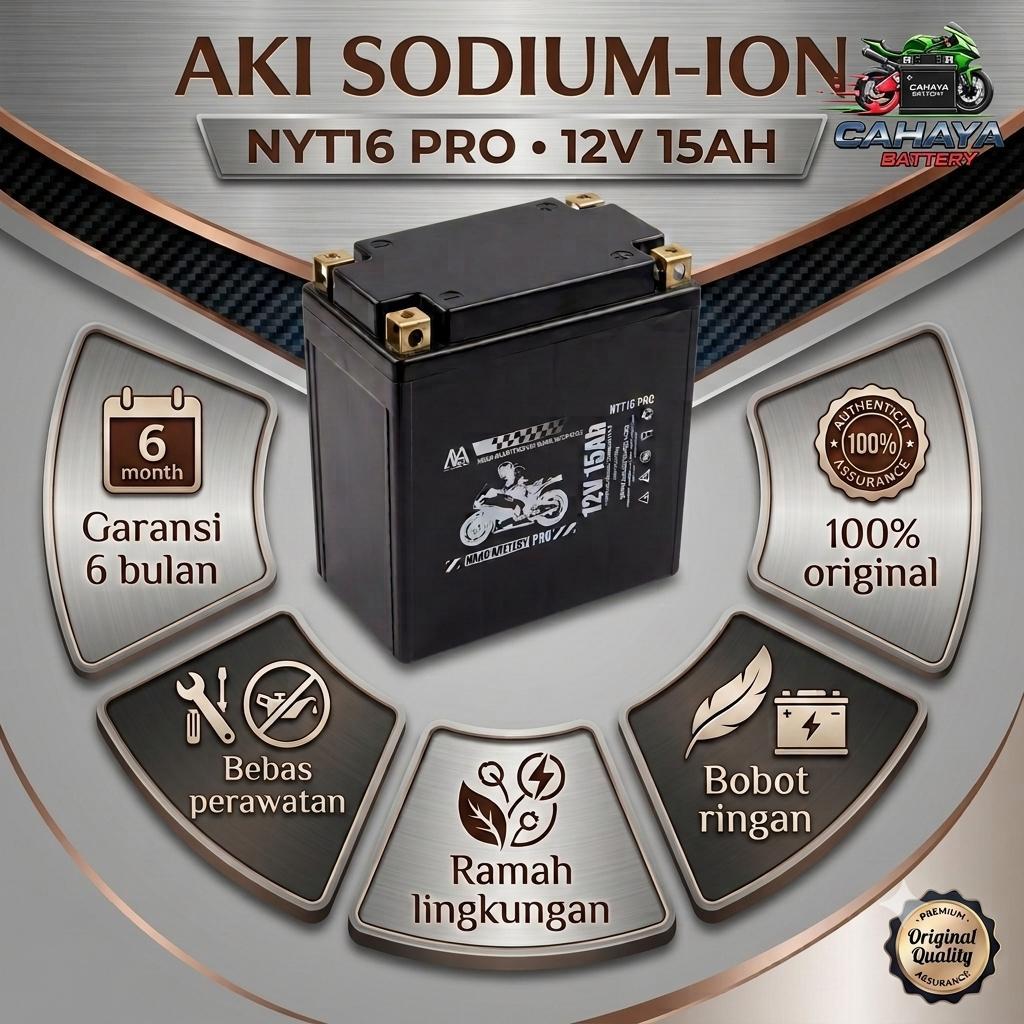 NANO BATTERY Aki Motor Sodium Ion 12V 15Ah ACCU Moge Kering