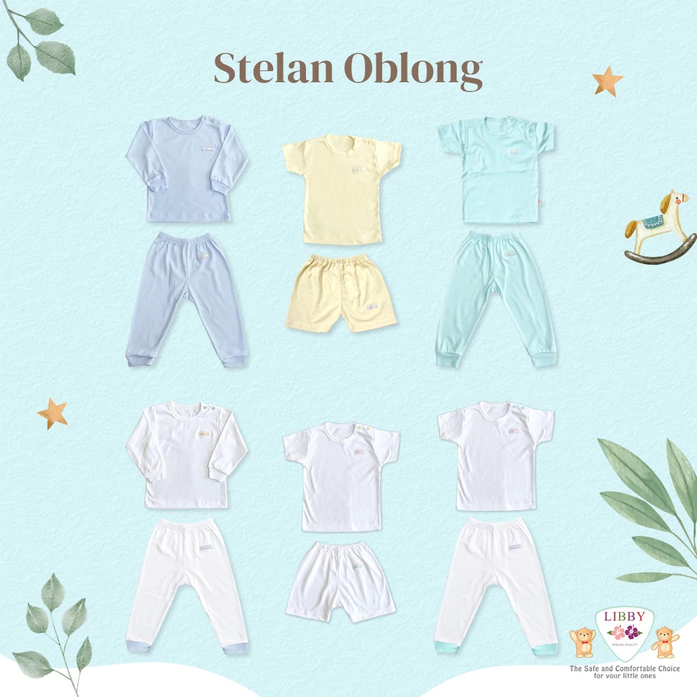 Libby Setelan Oblong Anak Unisex Polos Warna dan Putih | Setelan Pendek Panjang
