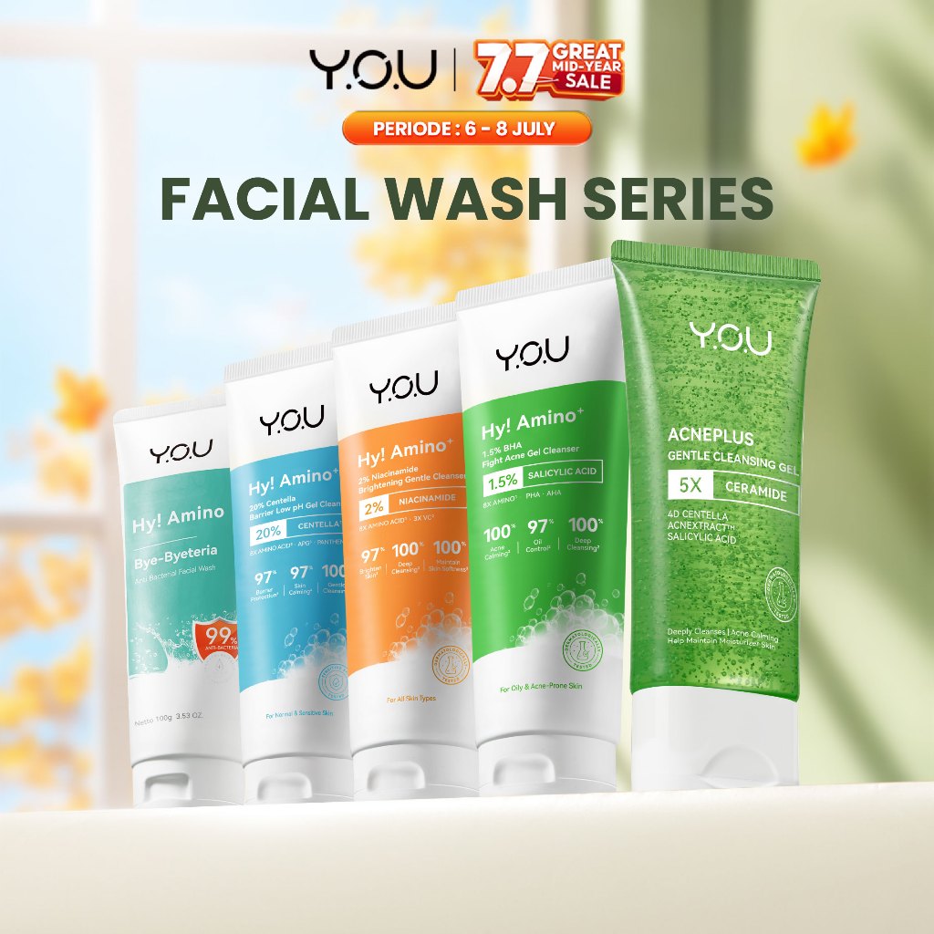 YOU Hy Amino Facial Wash 100g Anti Acne, Hydrating, Brightening, Oil Control Sabun Cuci Muka