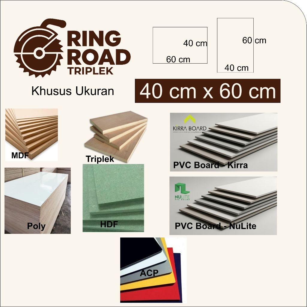 Ukuran 40x60 cm Tebal 5mm Triplek PVC Board