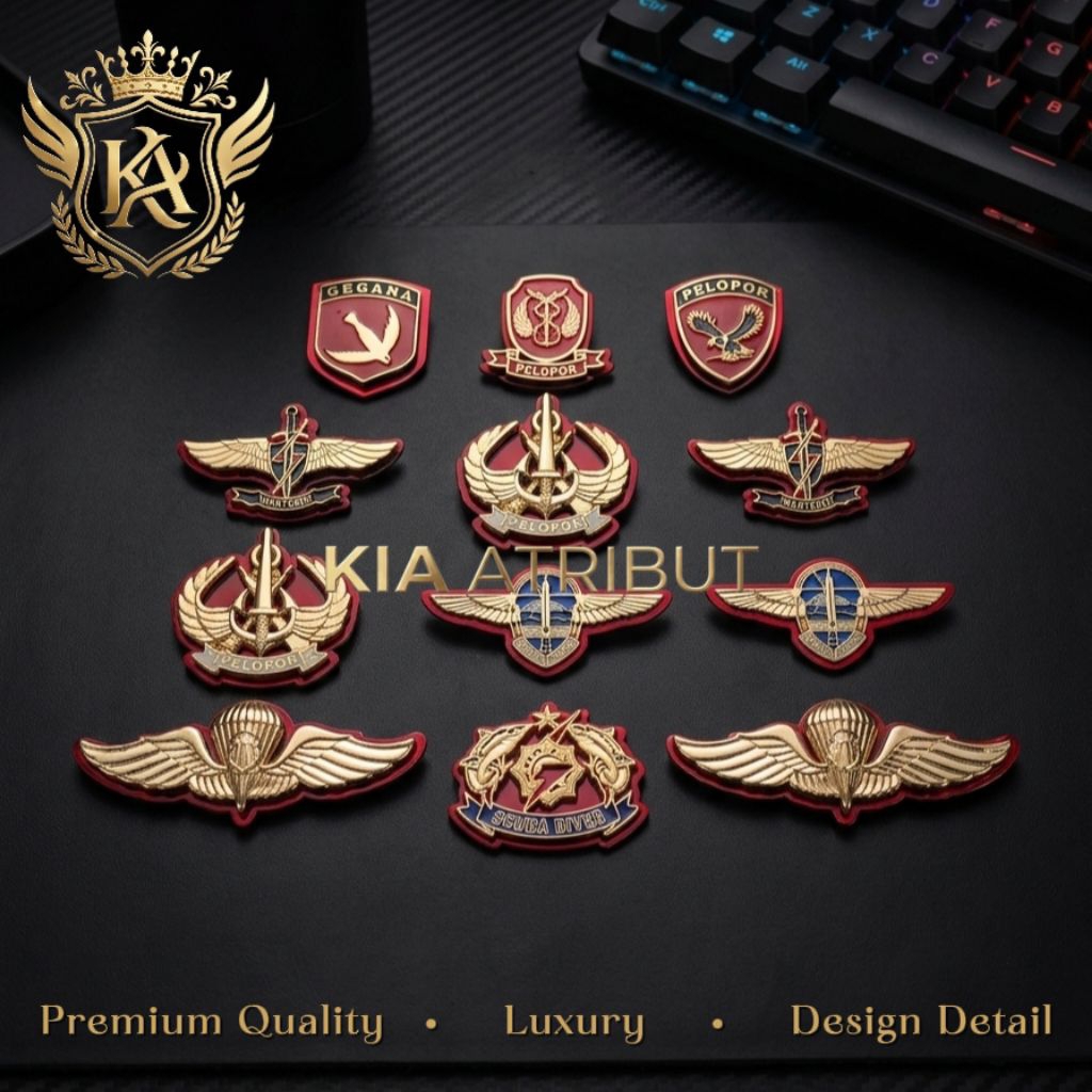 BROS PIN BRIMOB POLRI KUNINGAN PREMIUM LUXURY - PIN RODA BRIMOB LUXURY - PIN GEGANA BRIMOB - PIN PEL