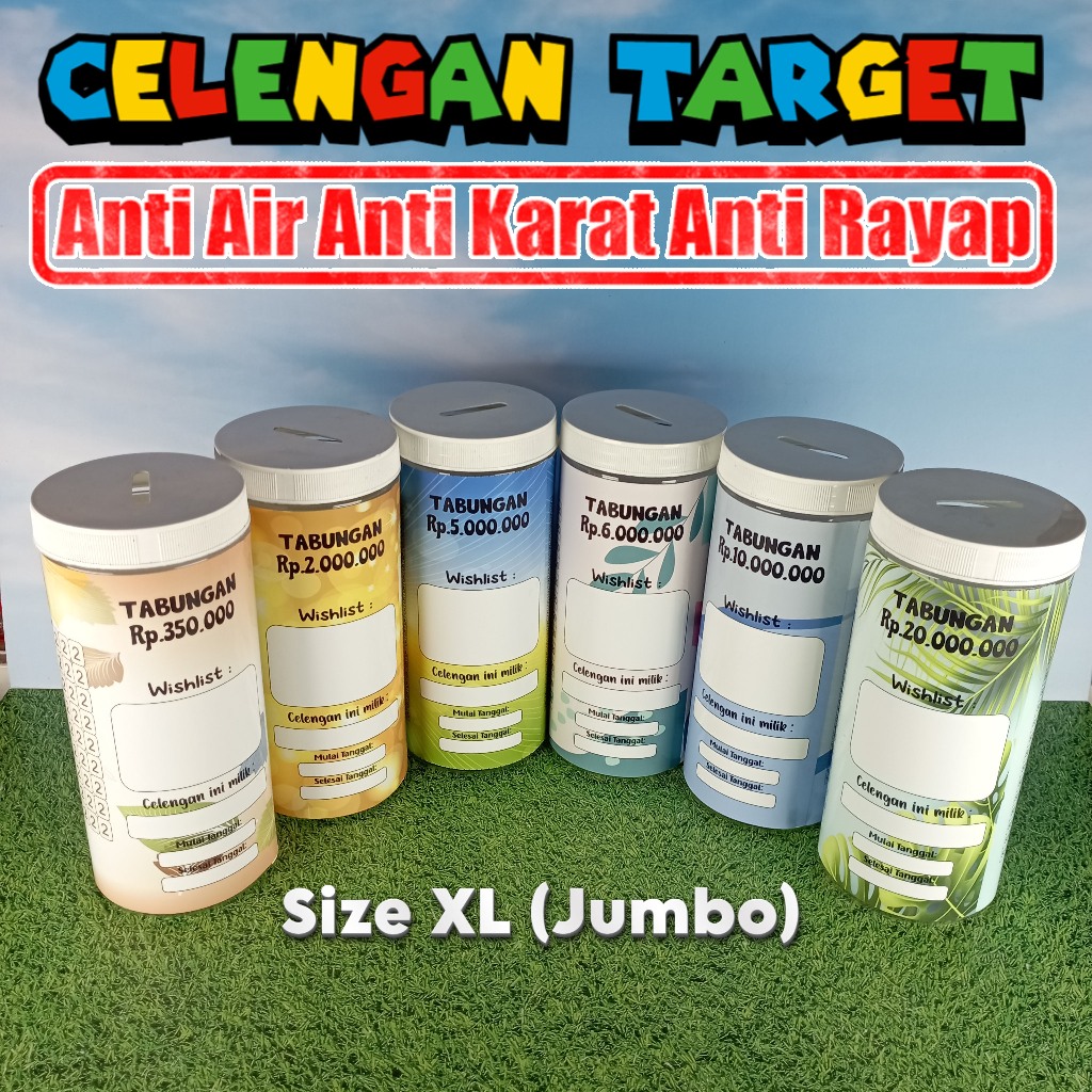 Celengan Target XL Jumbo Besar Tabungan Calengan Celangan Viral Anak 2K 2RB 5RB 5K 10RB 20RB 50RB 10