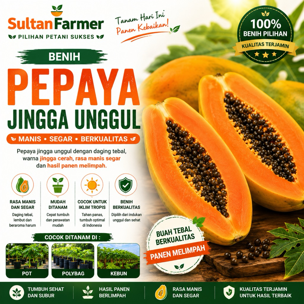 biji pepaya jingga unggul 150 biji | SULTANFARMER726