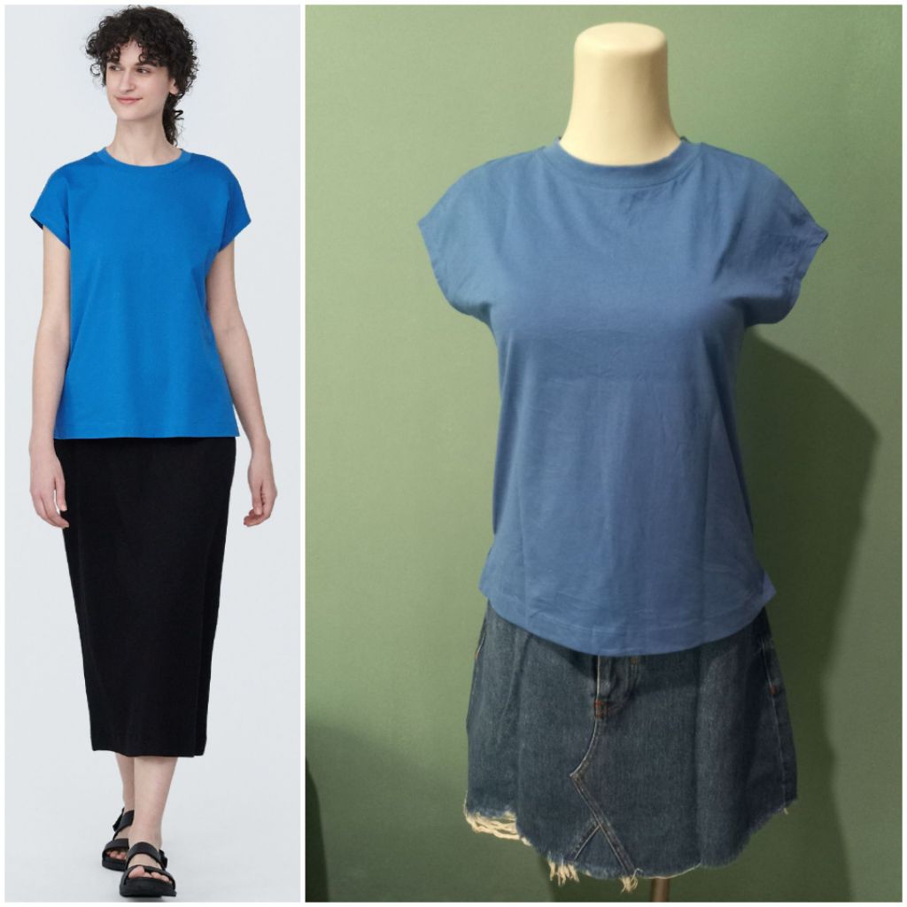 MUJI Cotton Blend Jersey French Sleeve TShirt