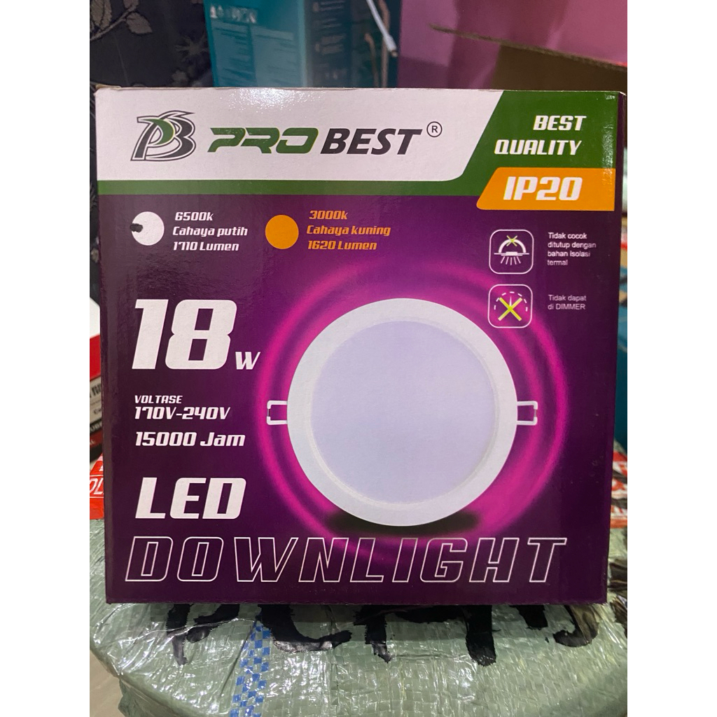 lampu led/ downlight probest /18/12/9/6 watt
