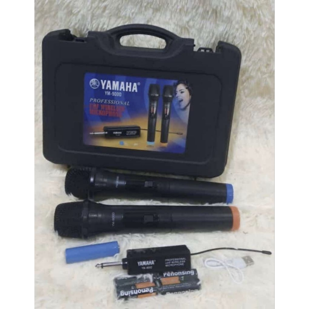 mic wireless double tanpa kabel yamaha ym-900d display LED