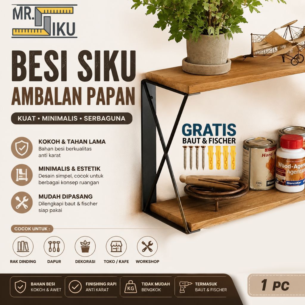 bracket ambalan papan / besi siku ambalan / penahan papan