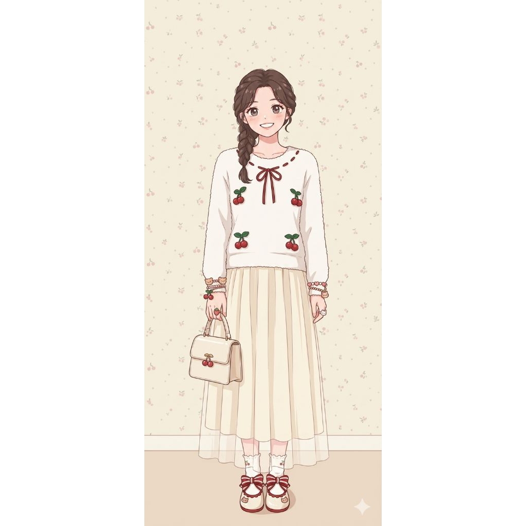 Sweater Fuzzy / Fuzzy Cherry / Sweater Lucu / Cardi Fuzzy / Sweater Bulu Halus