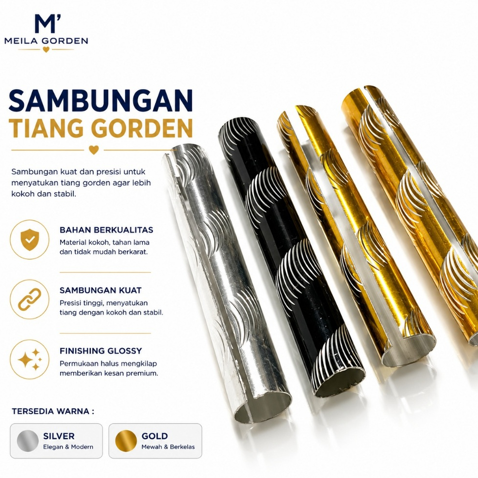 Sambungan Batang Gorden 2,5 Meter - 3 Meter Penyambung Tiang Gordeng