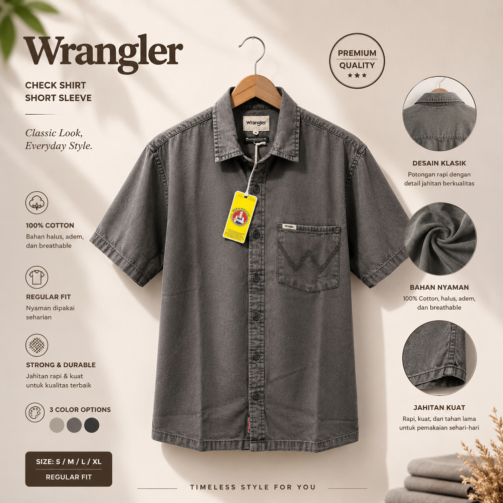 Kemeja Wrangler Original Lengan Pendek