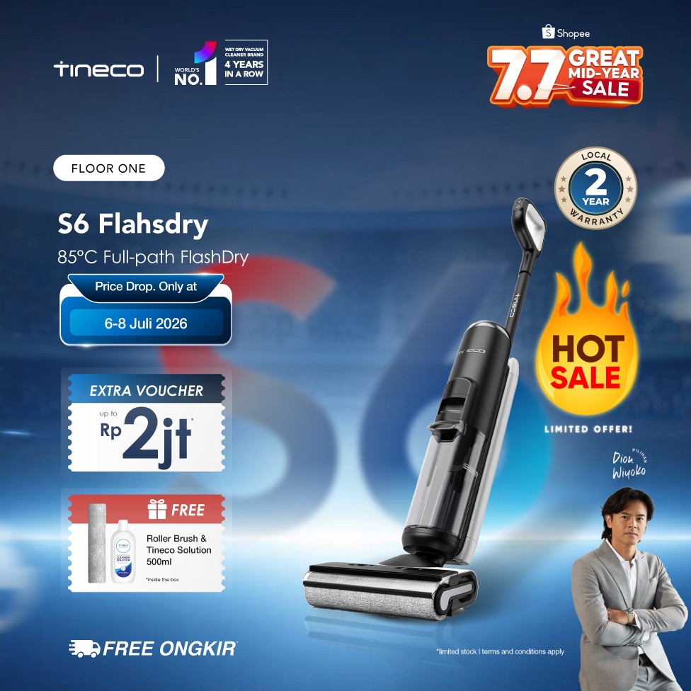 Tineco Floor One S6 FlashDry Self-Cleaning Smart Wet Dry Stick Vacuum Cleaner and Floor Washer