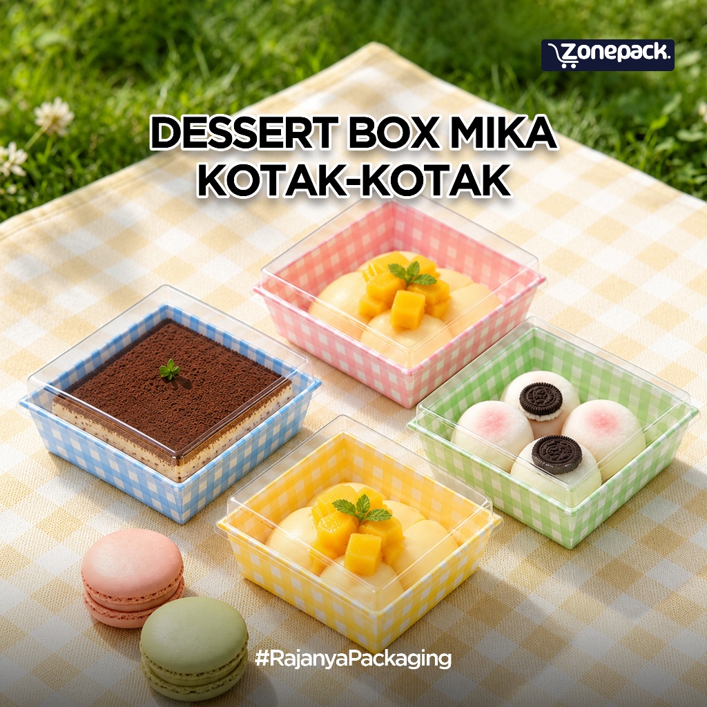 Mini Cake Dessert Box Warna Box Food | Kotak Mika Dessert Box Burger Milk Bunds Donat Bolu Gulung Do