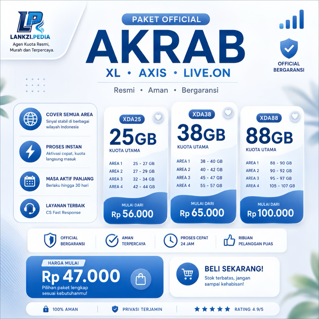 PAKET OFFICIAL AKRAB XL • AXIS • LIVE ON. PROMO KUOTA AKRAB RESMI | AMAN | BERGARANSI