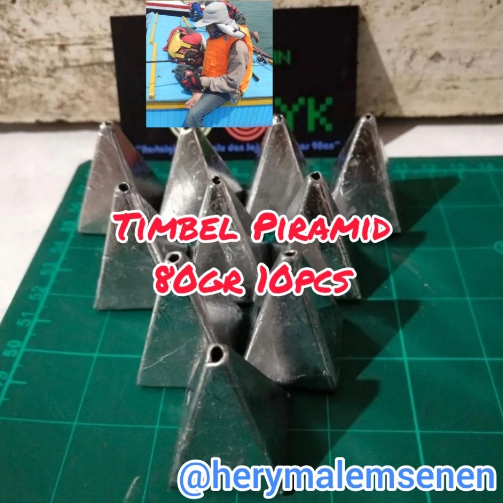 TIMBEL PANCING 80GR 10PCS PIRAMID Timah Segitiga Pemberat Mancing 0,8kg isi 10biji MURAH
