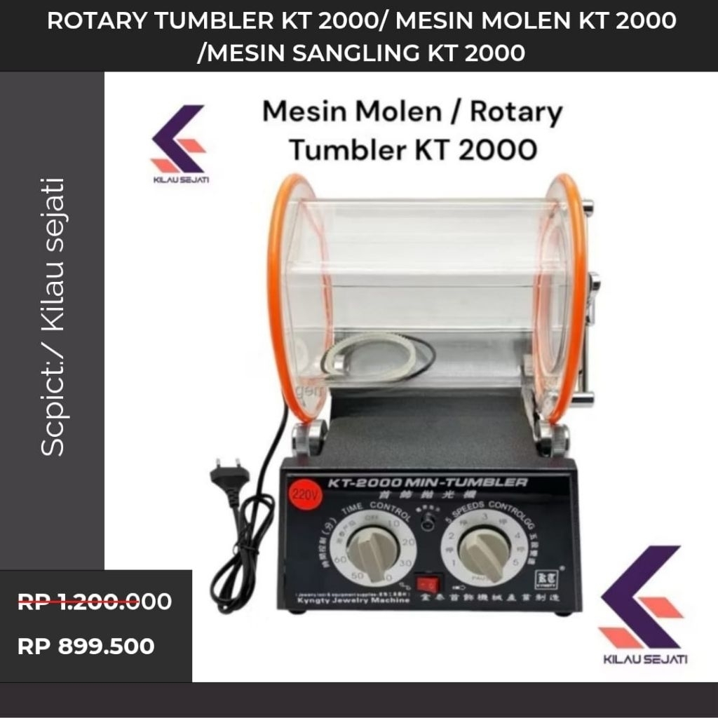 Promo Rotary Tumbler KT 2000/ Mesin molen KT 2000 / Mesin Sangling KT 2000