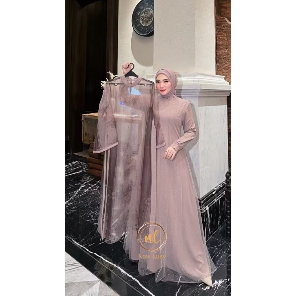 GAMIS+OUTER+HIJAB MEWAH ELEGANT MUSLIMAH KEKINIAN ORIGINAL BRANDED BY NEWLUSY