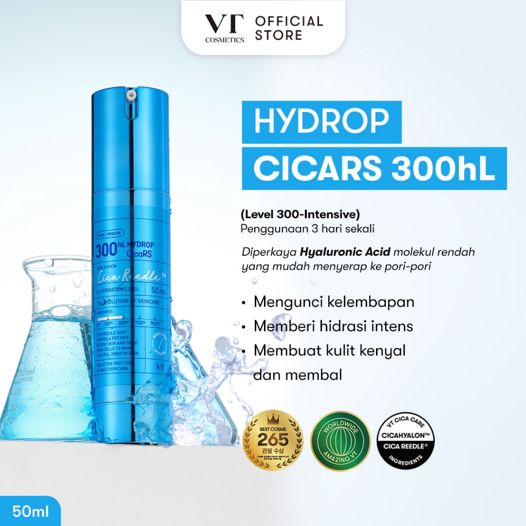 VT Cosmetics Hydrop CicaRS 300hL Skin Booster, Deep Hydration, Moisture Lock