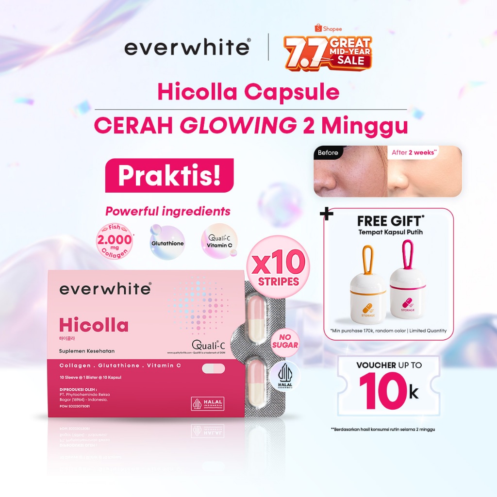 Everwhite Hicolla Kapsul Minuman Kolagen Pencerah Kulit - Collagen Kapsul 10 Stripes