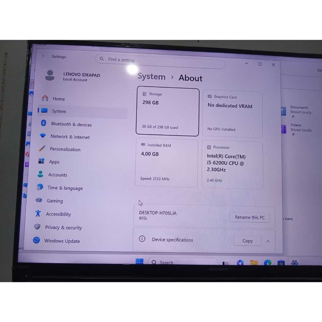 lenovo ideapad core i5 gen 6 ram 4 hdd 320gb