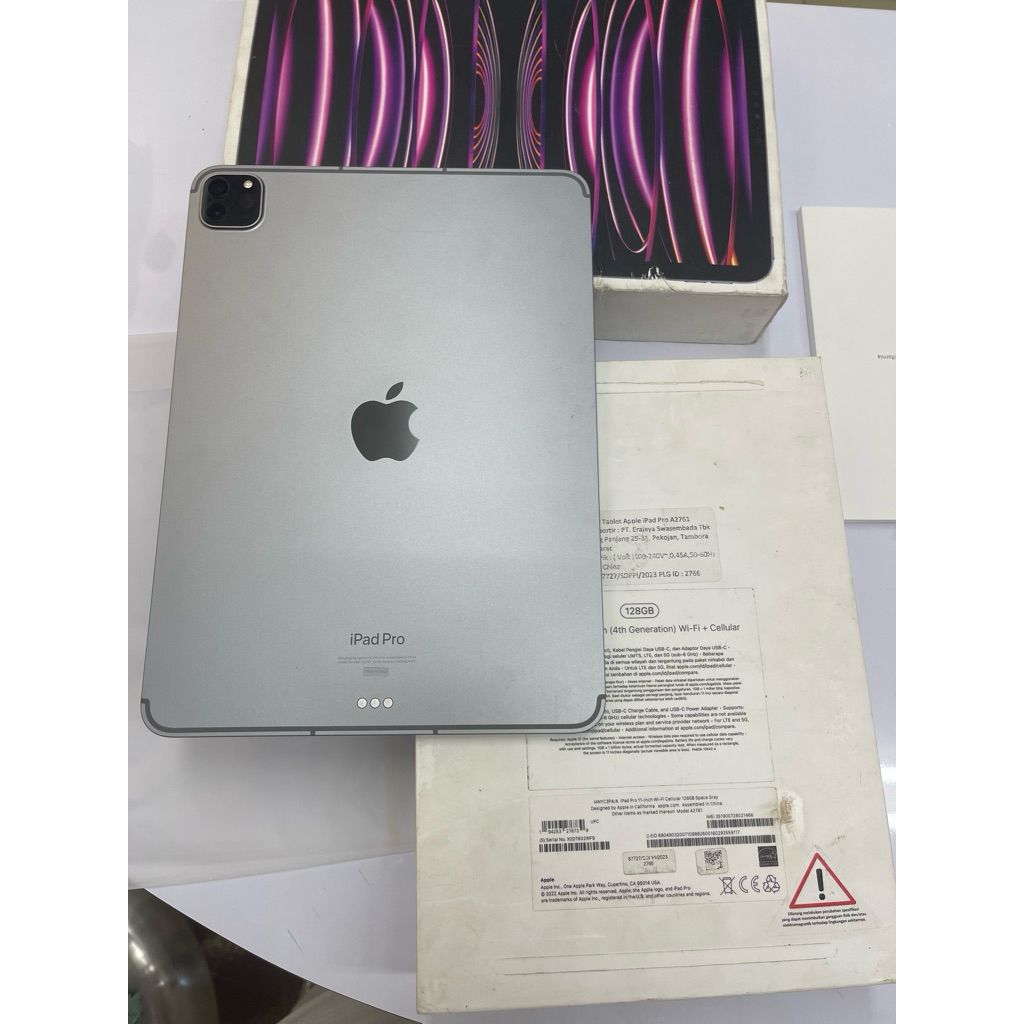 IPAD PRO M2 11" 4th gen (2022) 128gb Celuler+wifi second ipad 11th gen 128 murah bekas original ex i