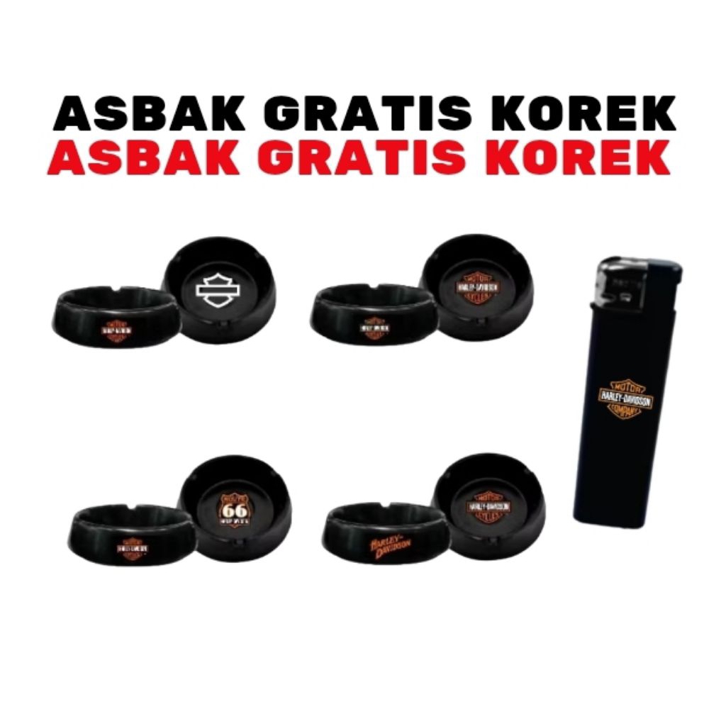 Asbak Hitam Gratis Korek Ashtray Melamine Harley Custom dll