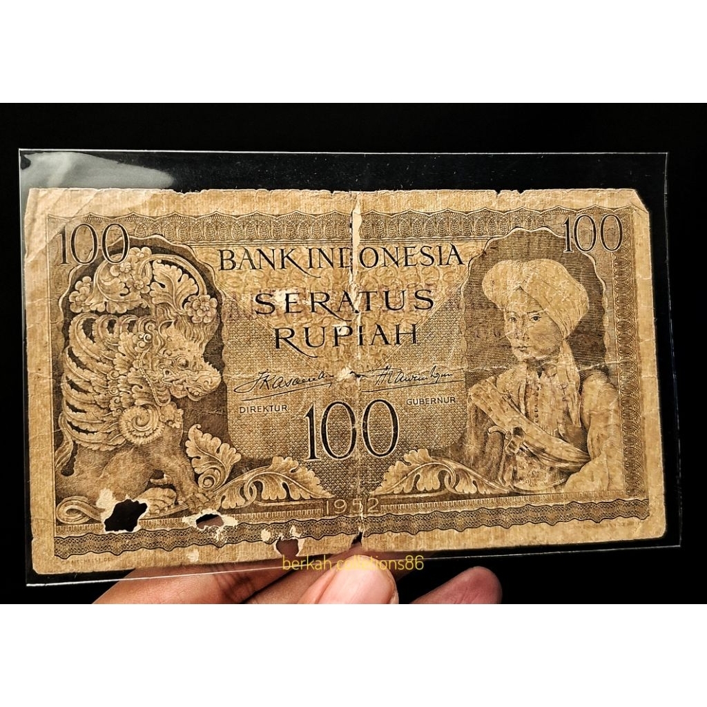 uang 100 rupiah seri budaya tahun 1952 asli