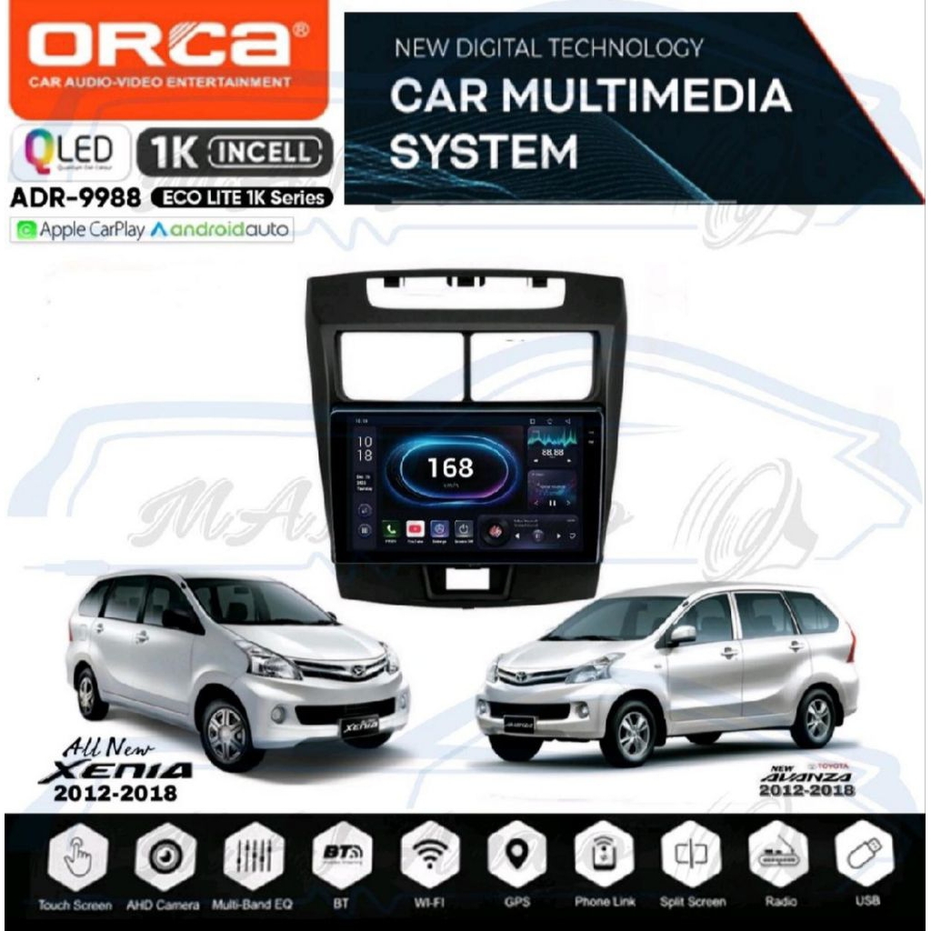HEAD UNIT TAPE TV MOBIL DOUBLE DIN ANDROID MERK ORCA/DHD/SKELETON UNTUK TOYOTA NEW AVANZA DAIHATSU X
