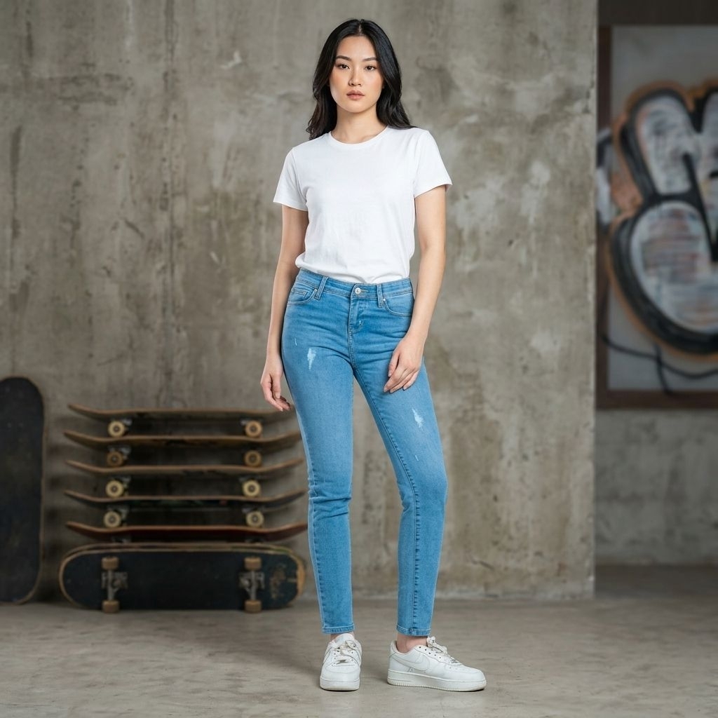 C2 OUTFITTERS Varlow Light  Blue Jeans  Push Up wanita Skinny destroy (price tag 659.900)