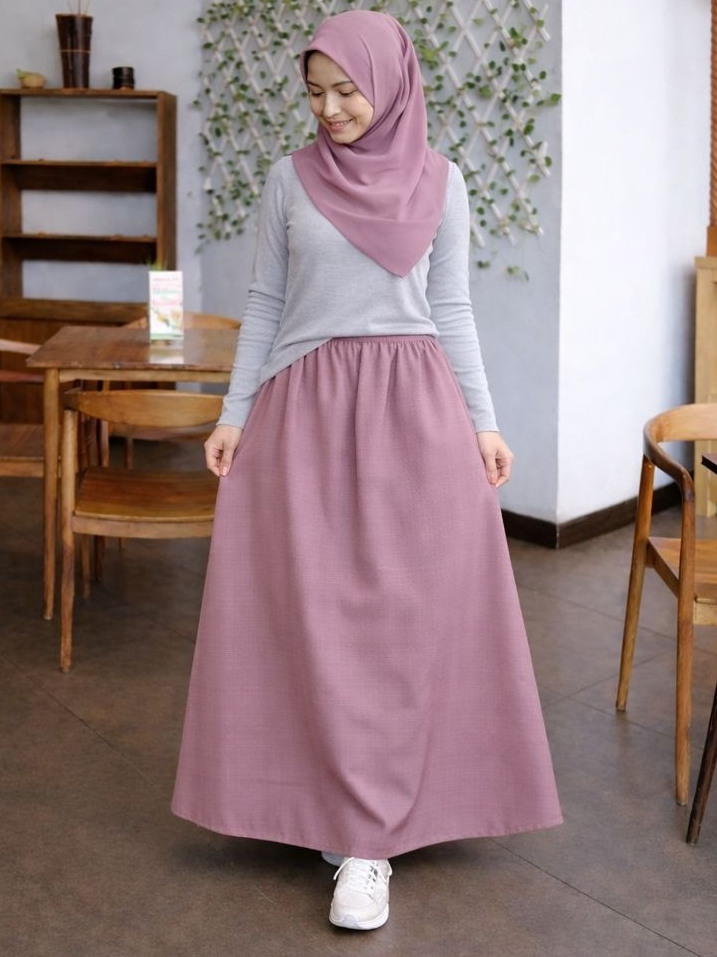 Rok Kerja Panjang Muslimah Original AMUNZEN Polos Full Karet (Produsen Rok Kerja Wolfis Balotelli)