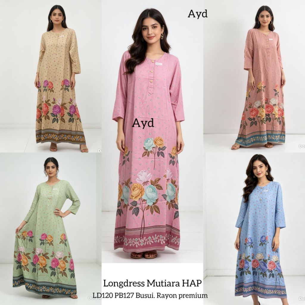 Daster hap lengan panjang gamis longdress rayon busui