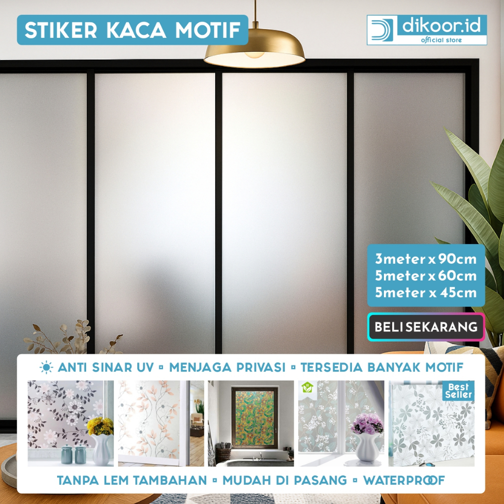 1rol Stiker Kaca Privasi Sandblast (±99 Motif) Stiker Buram Anti UV, Stiker Rumah Jendela Premium by