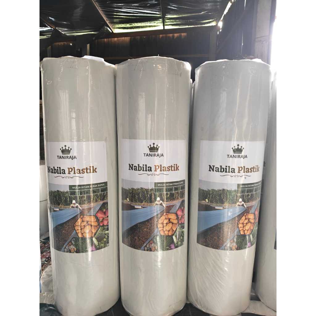 PLASTIK TANAMAN MULSA HITAM PERAK 60/120cm, 1 ROLL 18kg GRATIS PASAK 1kg + KAOS