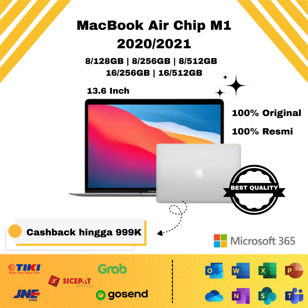 (SECOND) Macbook Air M1 Grade A RAM 8GB / 16GB Internal 128GB / 256GB / 512GB