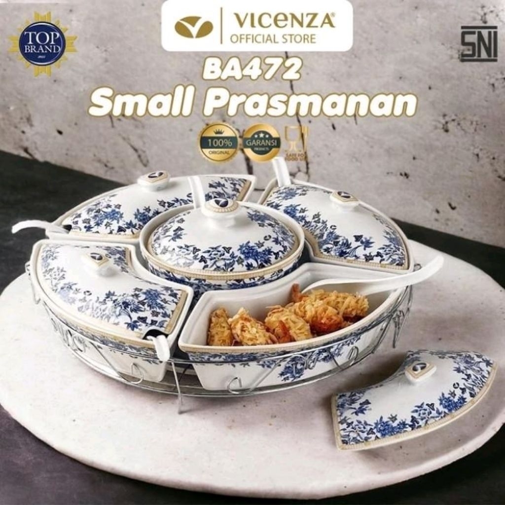 Vicenza BA472 Prasmanan Medium Roller Set Wadah Saji Keramik Motif Ayana, Mawar, Melati