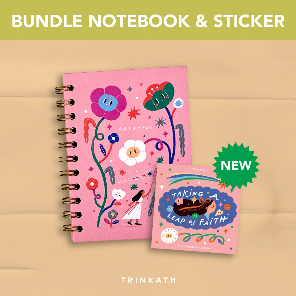 Bundle Sticker & Notebook DREAMERS / Mini Sticker Sheet / Stiker / Buku Polos Journalling - TRINKATH