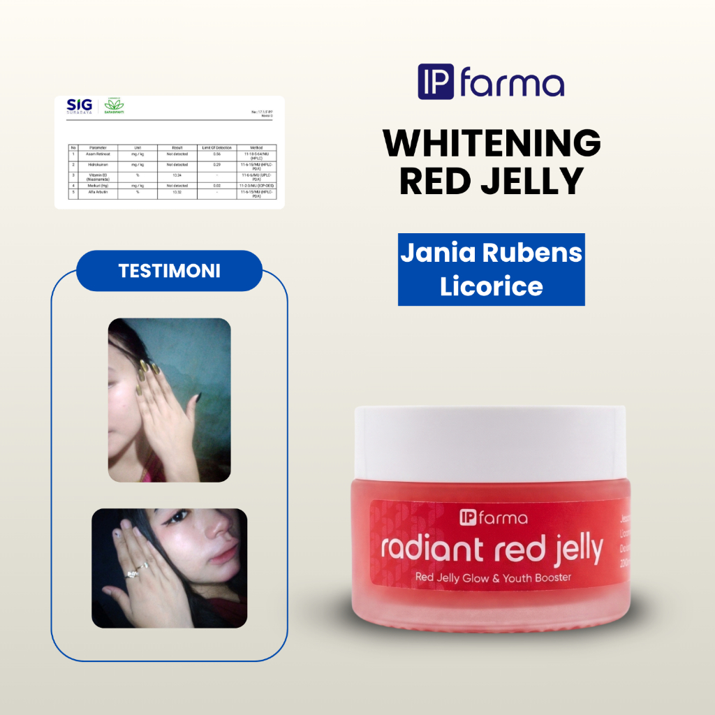IP Farma Red Jelly Pemutih Jania Rubens + Licorice + Bakuchiol + Astaxanthin 30gr BPOM | Kulit Halus