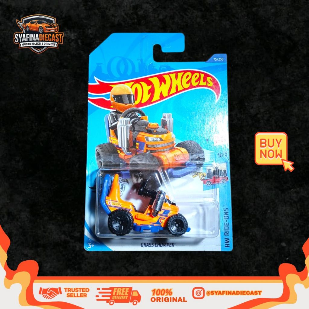 Hotwheels Treasure Hunt Reguler Grass Chomper Warna Orange
