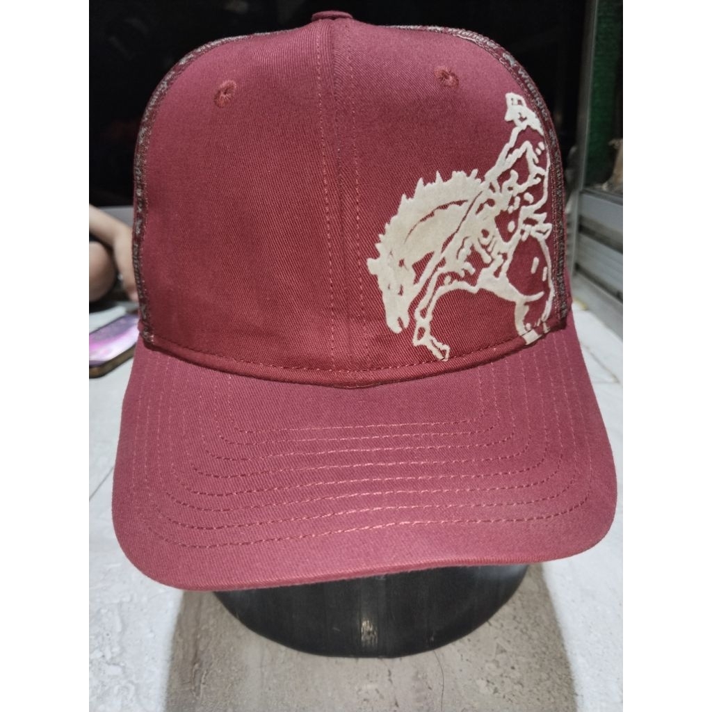 Topi Wrangler Original Bronco Cowboy Maroon Strapback Second Vintage