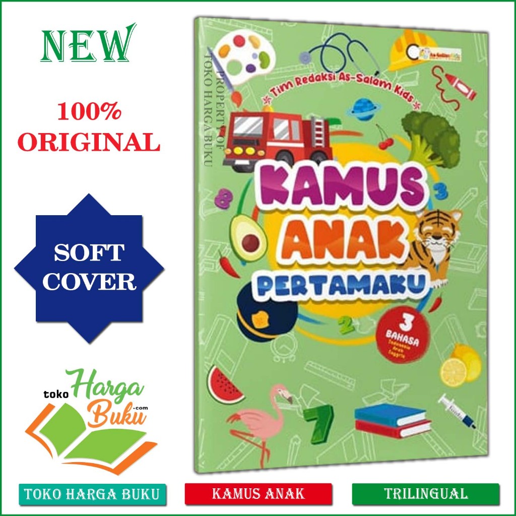 Foto Kamus Anak Pertamaku Tiga Bahasa Buku Belajar Mudah FULL ILUSTRASI WARNA Bergambar - As-Salam Kids