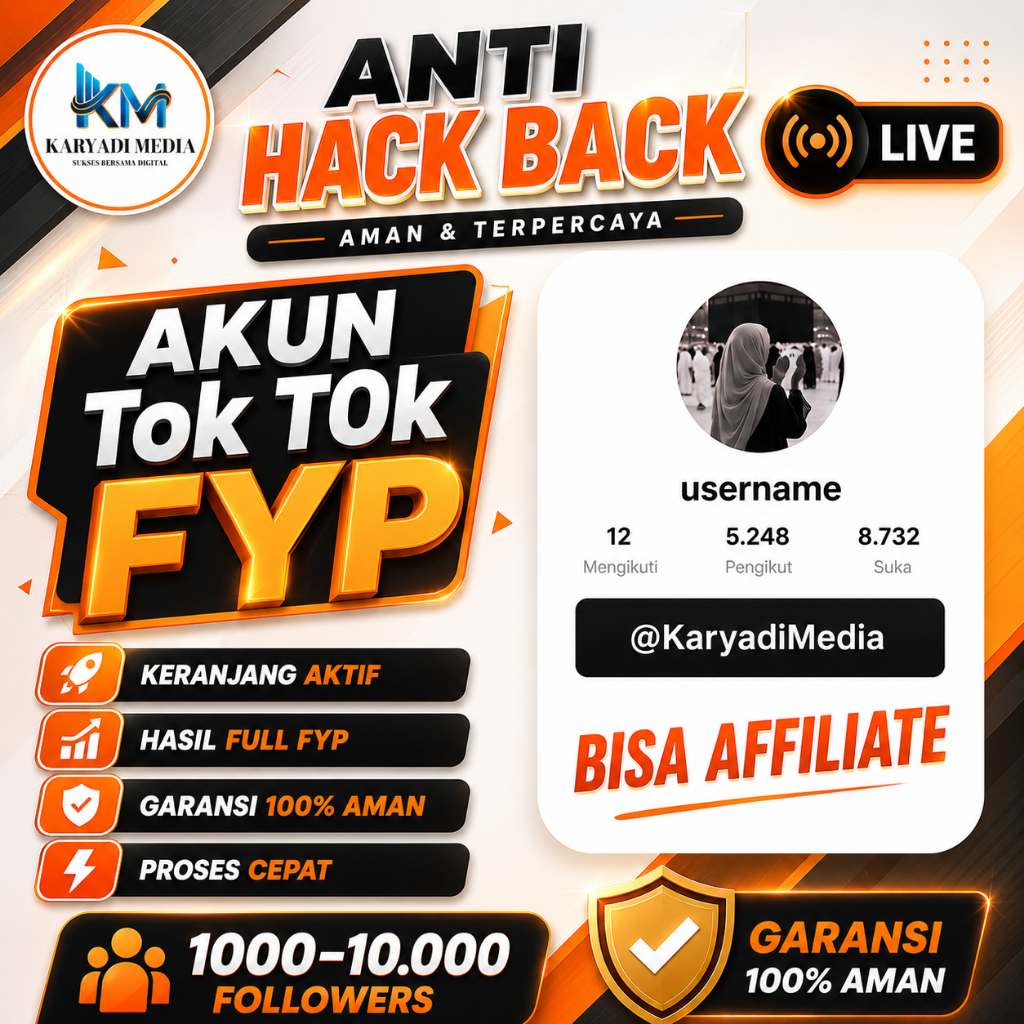 Akun Tok-Tik Organik Hasil FYP 1.000-10.000 Followers Anti Hack Back