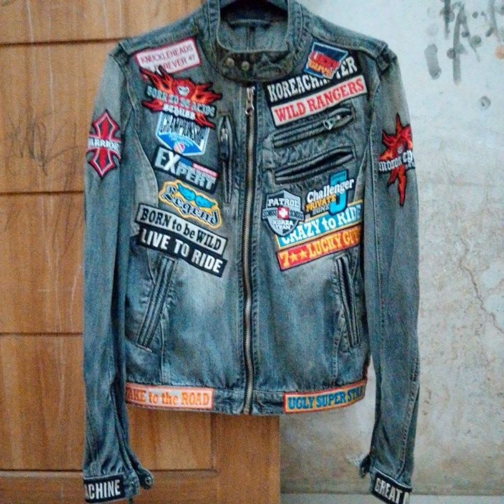 RARE All blacks series raiders denim jacket