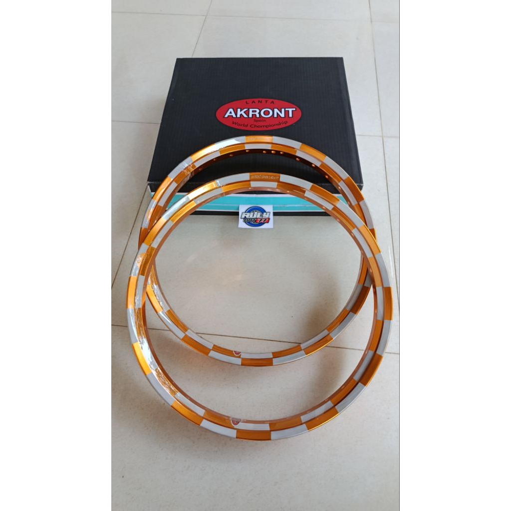 velg akront Spain motif catur gold ring 17 ukuran 140-140 depan belakang