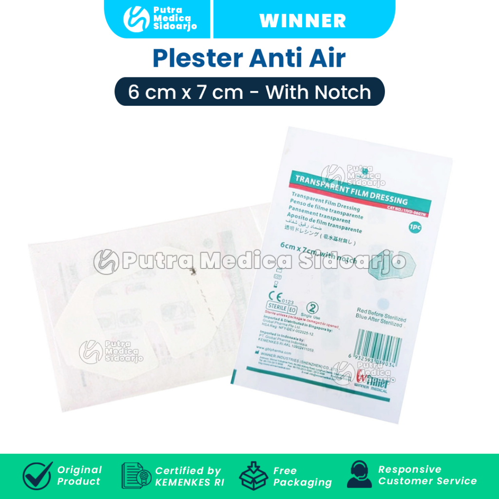 Winner Transparent Film Dressing with Notch 6x7cm - 1 Pc / Plester Infus IV Transparan Anti Air